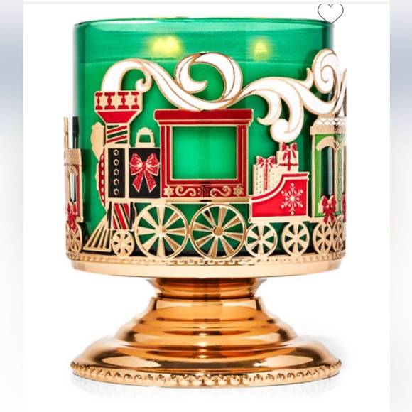 BATH AND BODY WORKS HOLIDAY TRAIN SLEEVE 3-WICK CANDLE HOLDER - Picture 1 of 9